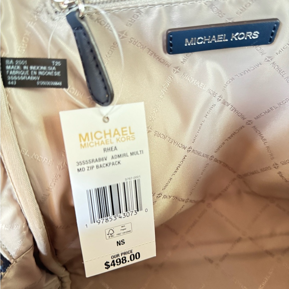 Michael Kors Rhea MD Backpack MK Color-Block Admiral Navy Multi - Picture 11 of 15